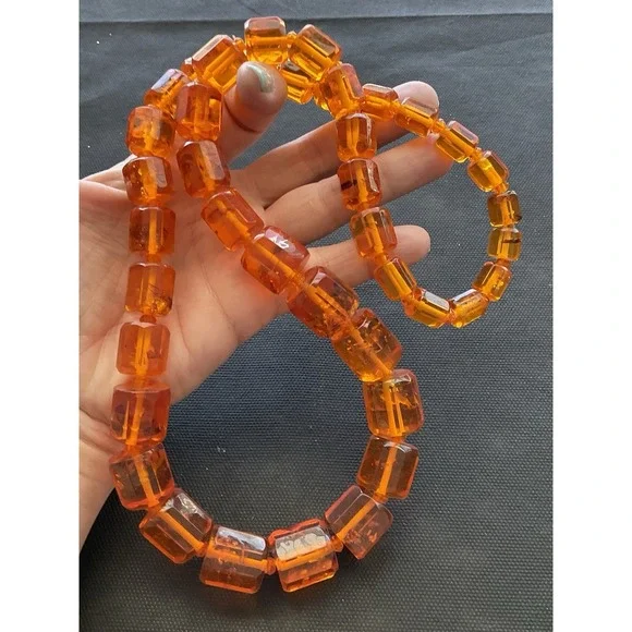 vintage-style graduated Baltic amber beaded necklace Chunky Estate Jewelry - Picture 2 of 5